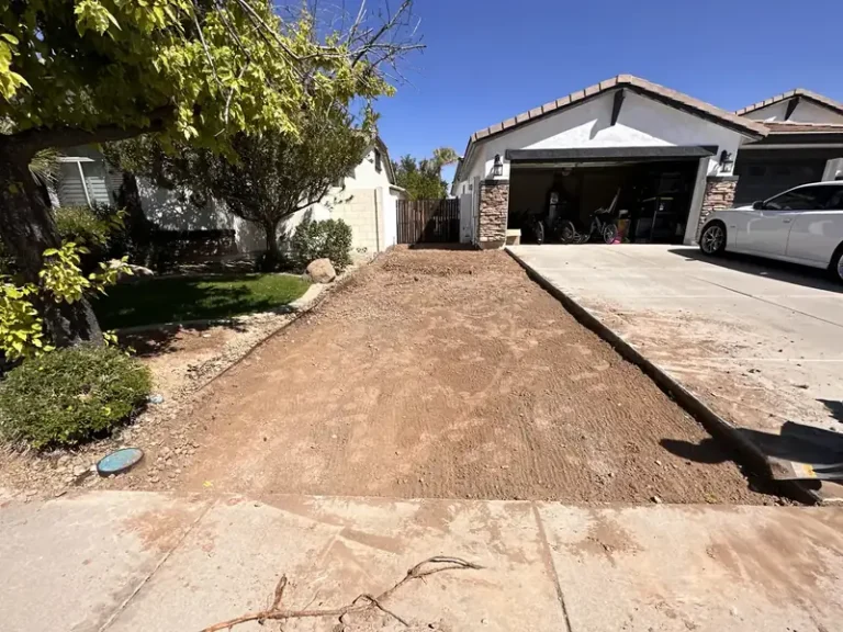 Front yard graded and prepped before new landscaping is installed